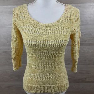 Cato Yellow Crochet ¾ Sleeved Top